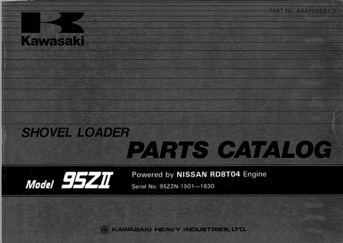 Kawasaki Wheel Loader 95ZII Operation Maintenance Shop Parts Manuals EN JP 1