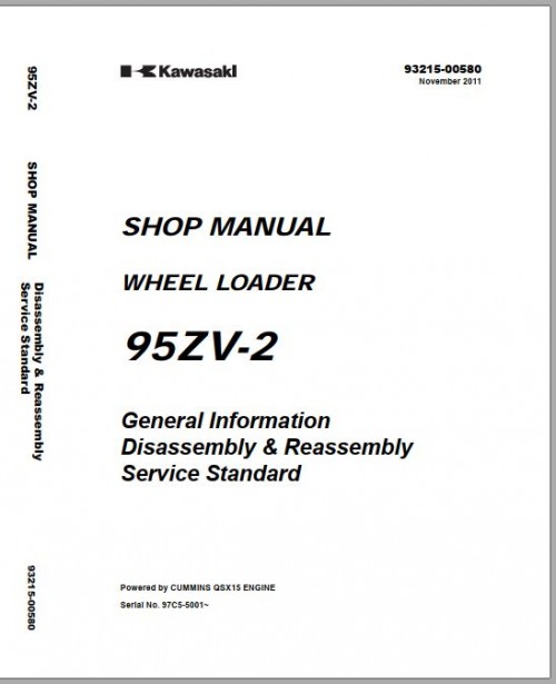 Kawasaki Wheel Loader 95ZV 2 Operation Maintenance Shop Parts Manuals EN JP 2
