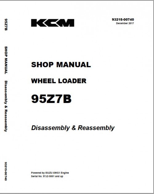 Kawasaki Wheel Loader 97Z7 97Z7B Operation Maintenance Shop Parts Manuals EN JP 2