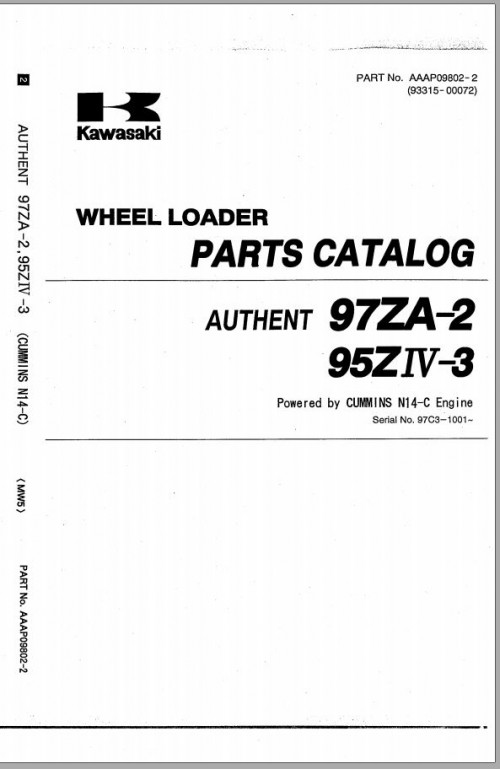 Kawasaki Wheel Loader 97ZA 2 Parts Manual EN JP