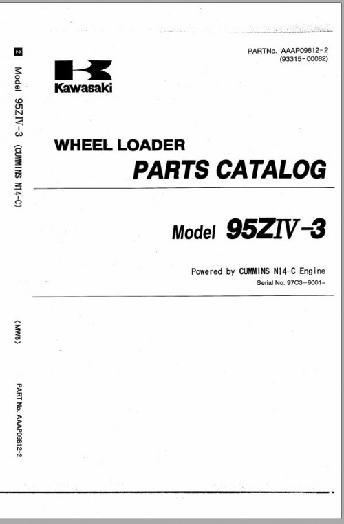 Kawasaki Wheel Loader 97ZA Operation Maintenance Parts Manuals EN JP 1
