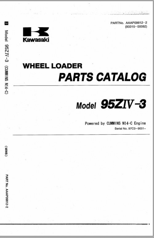 Kawasaki Wheel Loader 97ZIV Operation Maintenance Parts Manuals EN JP 1