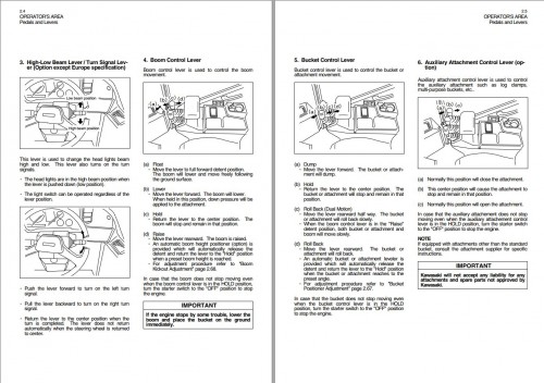 Kawasaki Wheel Loader 97ZV Operation Maintenance Manual 1