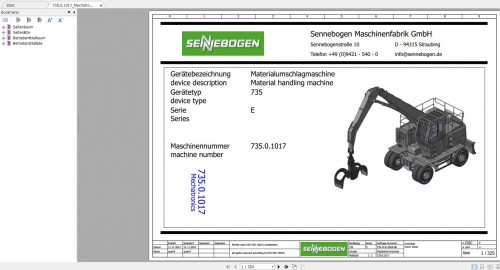 Sennebogen Crane 1.18 GB Electric Hydraulic Diagram, Operation manual, Spare Parts List PDF 3