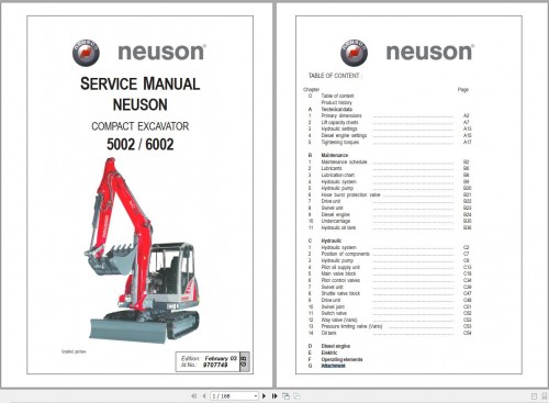 Neuson Compact Excavator 5002 6002 Service Manual (1)