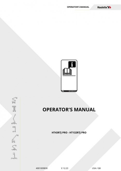 Haulotte HT43RTJ PRO, HT132RTJ PRO Operator Manual 4001009830 12.2023 EN 1