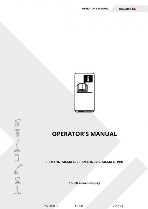 Haulotte SIGMA 16 46 PRO Operator Manual 4001262610 11.2023 EN 1