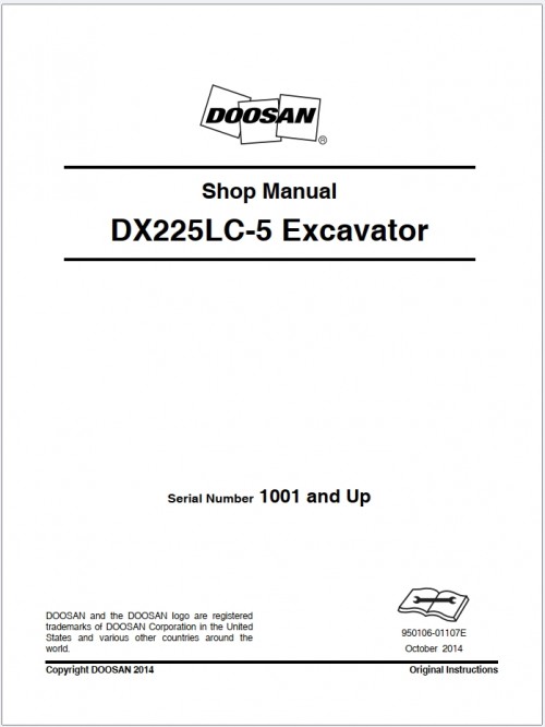Doosan DX225LC 5 Excavator Serial Number 1001 and Up Shop Manual (1)