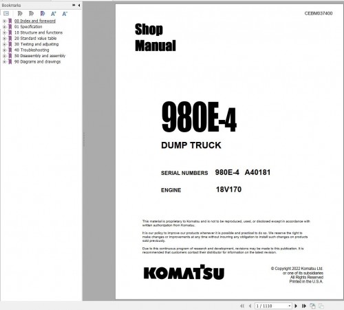 Komatsu Dump Truck 1.03 GB Shop Manual Updated 2024 PDF 3