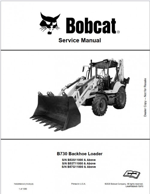 Bobcat Q4.2022 Backhoe Loader Schematic, Operation Service Manual 1.30 GB PDF (1)
