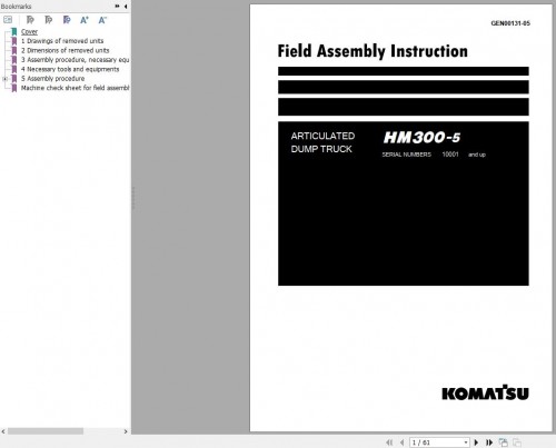 Komatsu Dump Truck HM Series 2024 PDF Operation and Maintenance Manual, Field Assembly Instruction 2