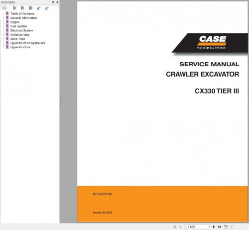 Case Crawler Excavator CX330 Tier 3 Service Manual 87565293 NA (1)