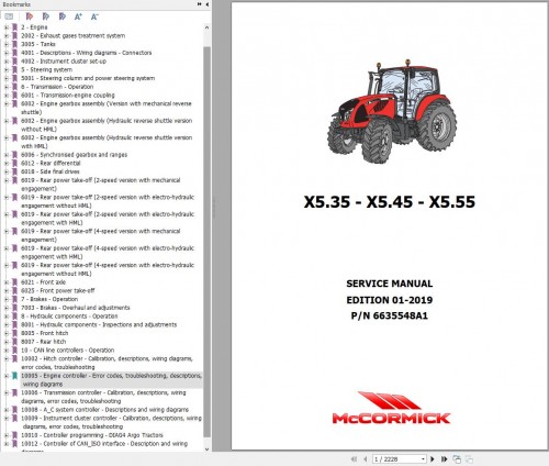 McCORMICK Tractor X5.35 X5.45 X5.55 Diagrams & Service Manual 6635548A1 (1)