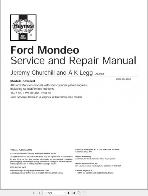 Haynes Ford Mondeo All Model Service And Repair Manual (1)