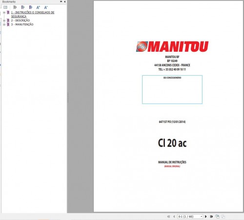 Manitou Warehousing CI20ac Operator's Manual 647157 PT