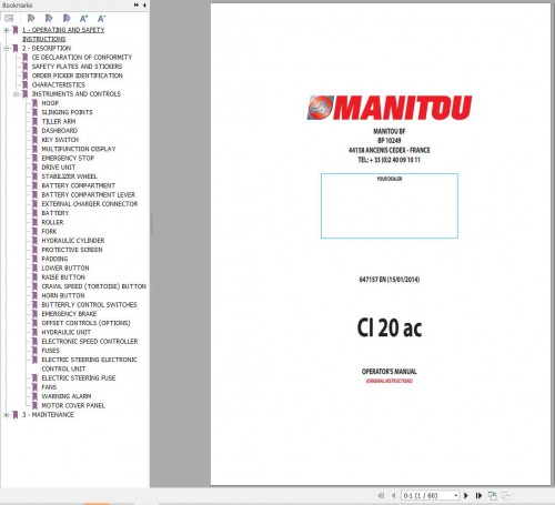 Manitou Warehousing CI20ac Operator's Manual 647157