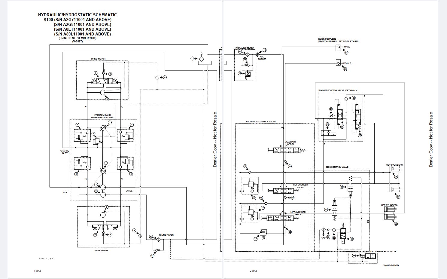 Bobcat Loader S100 Electrical Hydraulic Schematic | Auto Repair Manual ...