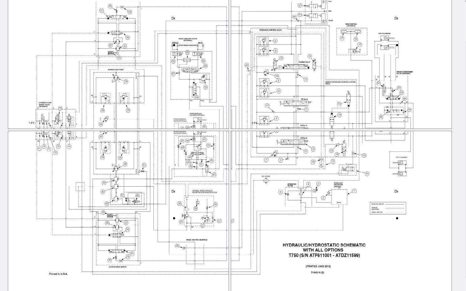 Bobcat Loader T750 Electrical Hydraulic Schematic | Auto Repair Manual ...