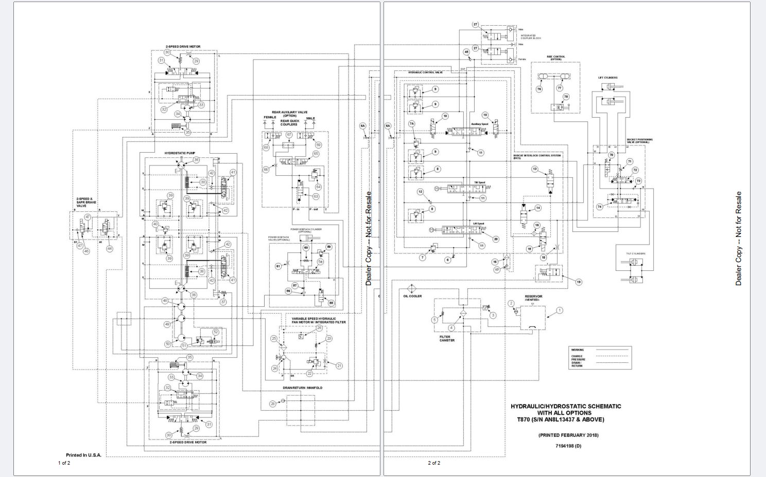 Bobcat Loader T870 Electrical Hydraulic Schematic | Auto Repair Manual ...