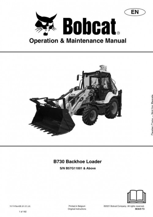 Bobcat Backhoe Loader B730 Operation Maintenance Manual