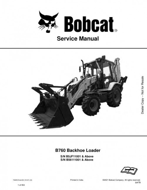 Bobcat Backhoe Loader B760 Service Manual