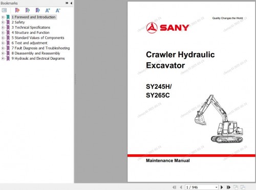 Sany-Crawler-Hydraulic-Excavator-SY245H-SY265C-Maintenance-Manual-Electrical-Hydraulic-Diagrams-1.jpg