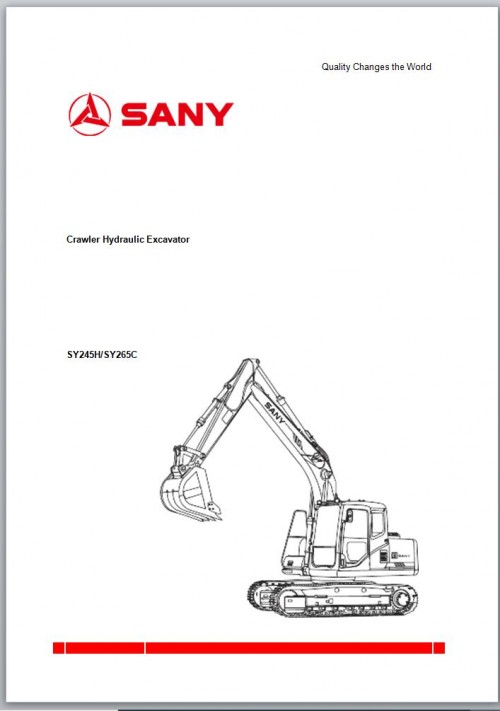 Sany Crawler Hydraulic Excavator SY245H SY265C Repair Manual 1
