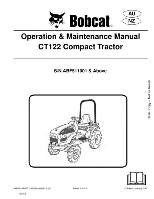 Bobcat Compact Tractor CT122 Operation Maintenance Manual