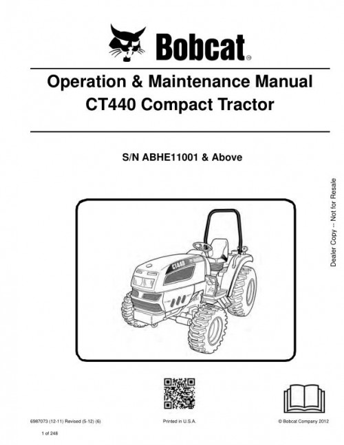Bobcat Compact Tractor CT440 Operation Maintenance Manual