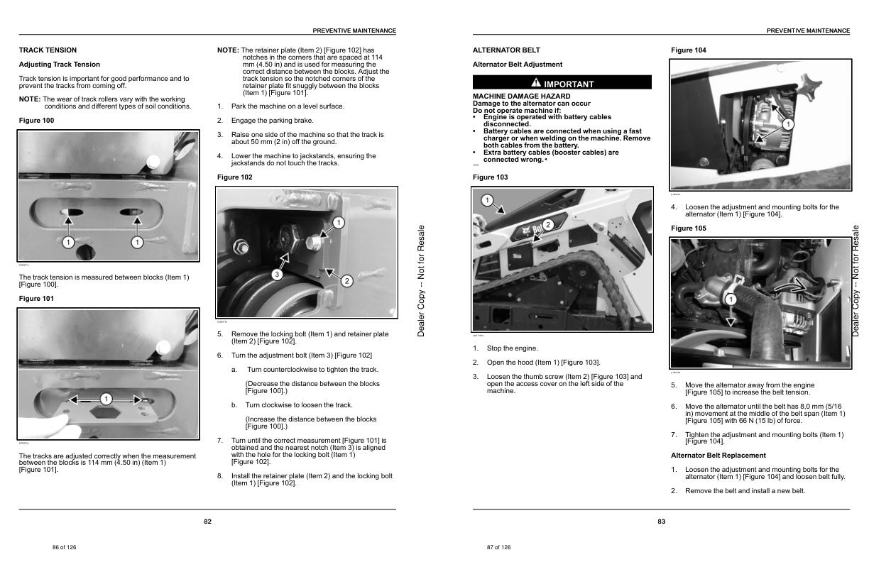 Bobcat Loader Mini Track Mt100 Operation Maintenance Manual 7408141 