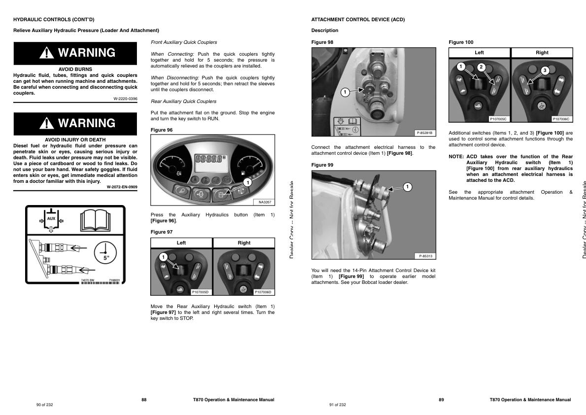 Bobcat Loader T870 Operation Maintenance Manual 