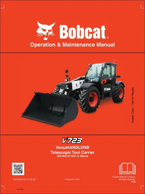 Bobcat Telescopic Handler V723 Operation Maintenance Manual 7324186 enUS