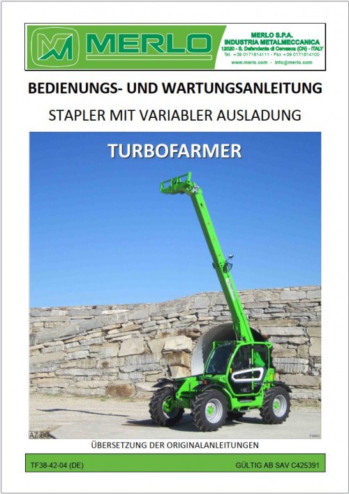 Merlo Turbofarmer Modular TF30.9 to TF65.9 Service Manual, Schematics 2024 2