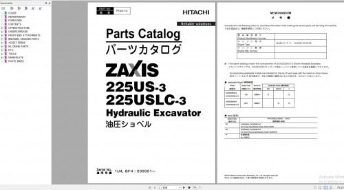 Hitachi Hydraulic Excavator Series ZX Part Catalog 2024 PDF 3