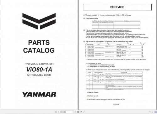 Yanmar Excavator ViO80 1A Parts Catalog CPB11CENMA40100