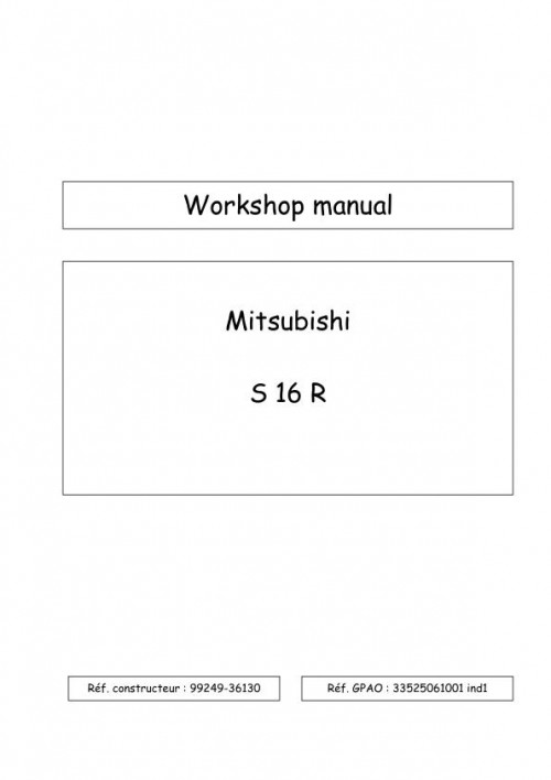 Mitsubishi Diesel Engine S16R Series Workshop Manual 99249 36130 1