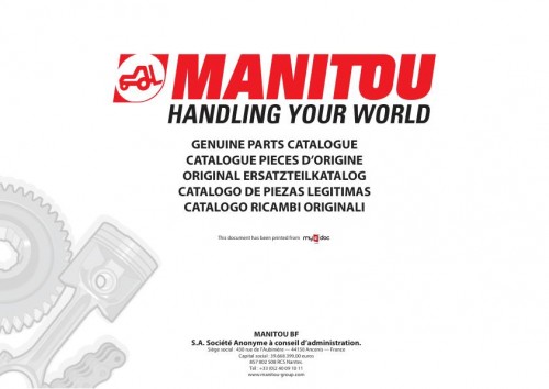 Manitou Telehandlers MT 625 H (COMFORT) 75K ST5 S1 Parts Catalog 647732EN (1)