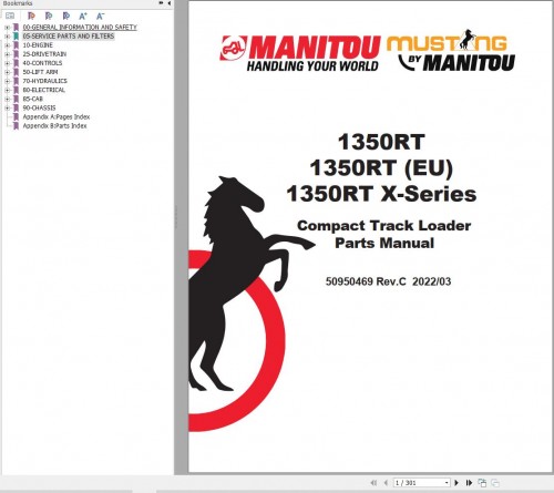 006 Manitou Compact Track Loader 1350RT Parts Manual 50950469C