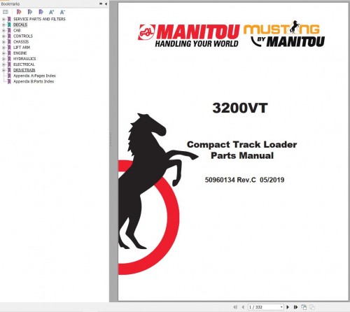 011 Manitou Compact Track Loader 3200VT Parts Manual 50960134C