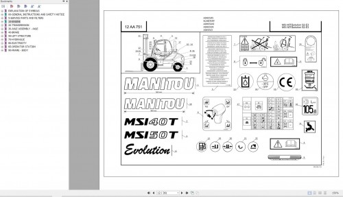 071 Manitou Forklift MSI 40T 50T Turbo Evolution S2 E3 Parts Manual 647394
