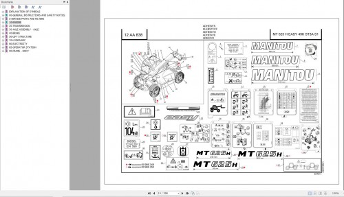 073 Manitou Forklift MT 625 H EASY 49 K ST3A S1 Parts Manual 647511
