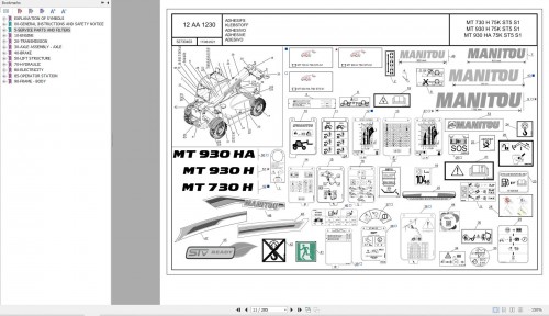 074 Manitou Forklift MT 730 H 75K ST5 S1 Parts Manual 52730403