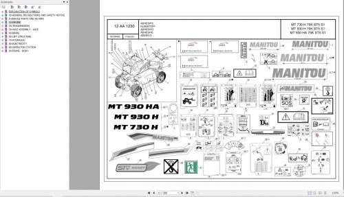 076 Manitou Forklift MT 930 H 75K ST5 S1 Parts Manual 52730403