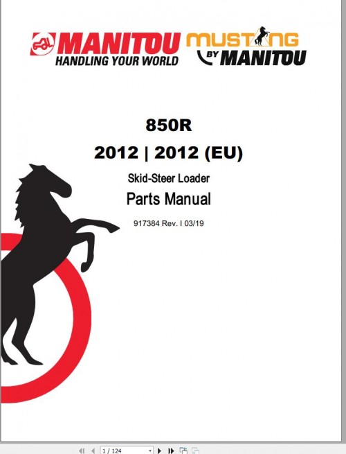089 Manitou Skid Steer Loader 850R 2012 EU Parts Manual 917384