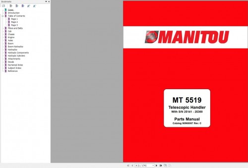 096 Manitou Telescopic Handler MT 5519 Parts Manual 50960057C