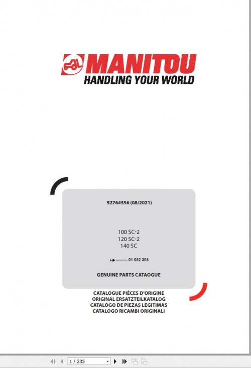099 Manitou Work Platforms 100SC2 120SC2 140SC Parts Manual 52764556