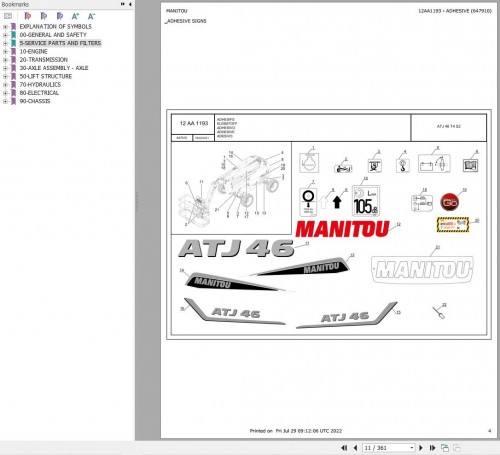 108 Manitou Work Platforms ATJ46 160ATJ 180ATJ Parts Manual 647910