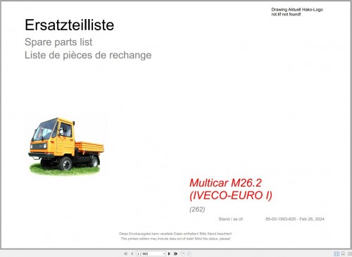 Hako Multicar M26.2 (IVECO EURO I) Spare Parts Catalog (1)