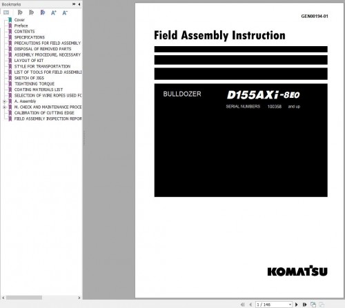 Komatsu Dozer 1.61 GB Update 2024 Field Assembly Instruction, Operation & Maintenance Manual PDF 3