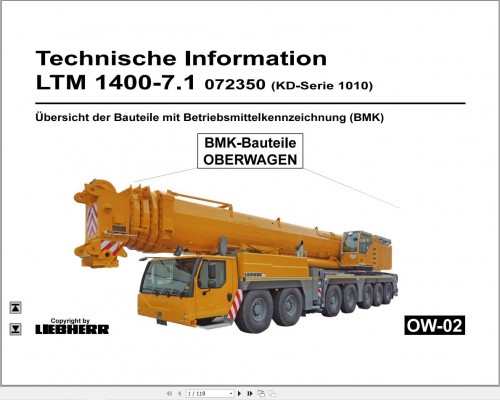 Liebherr Crane LTM 1400 7.1 Outline Of Components BMK Manual (2)